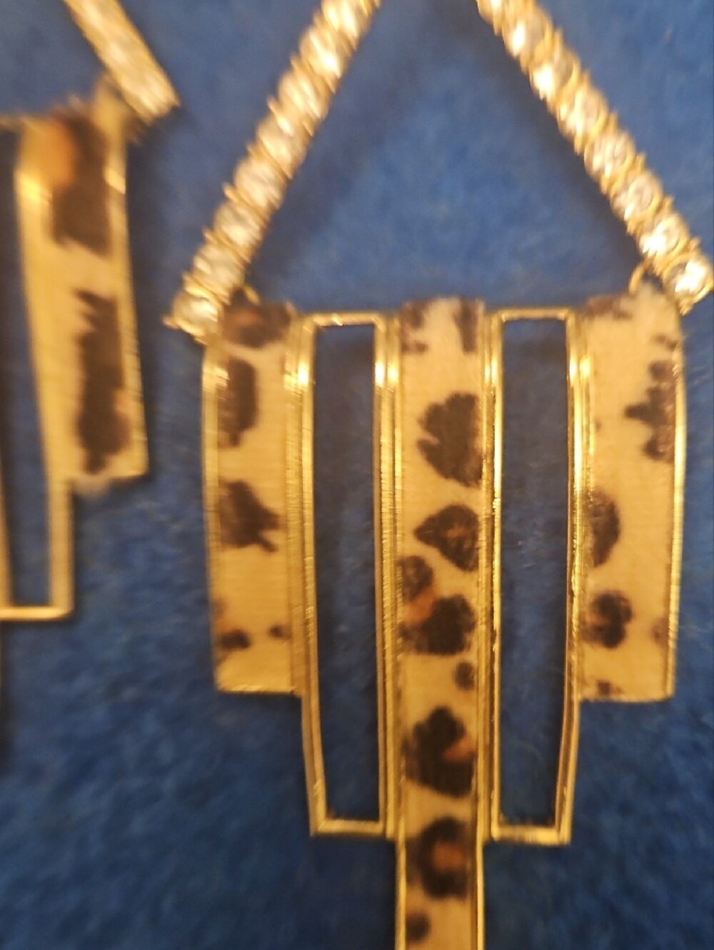 5 For $15 Gold Leopard-Print Geometric Drop Earrings - Picture 3 of 5